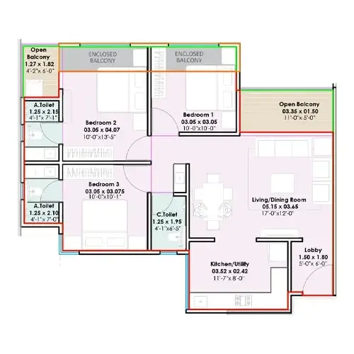 Santiago Skymont Charholi 3 BHK Floor Plan Image